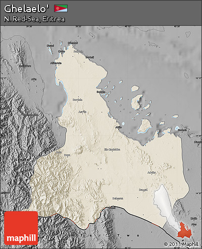 Shaded Relief Map of Ghelaelo', darken, desaturated