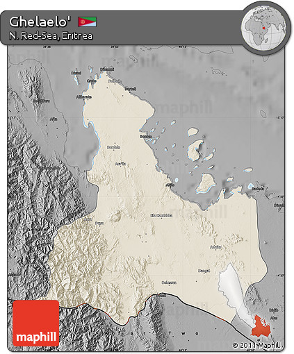Shaded Relief Map of Ghelaelo', darken, desaturated