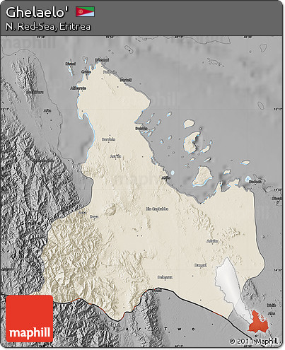 Shaded Relief Map of Ghelaelo', darken, desaturated