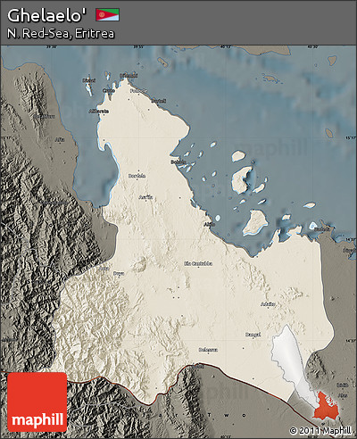 Shaded Relief Map of Ghelaelo', darken