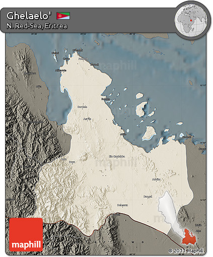Shaded Relief Map of Ghelaelo', darken
