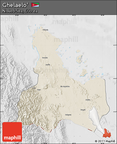 Shaded Relief Map of Ghelaelo', lighten, desaturated
