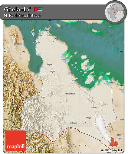 Shaded Relief Map of Ghelaelo', satellite outside