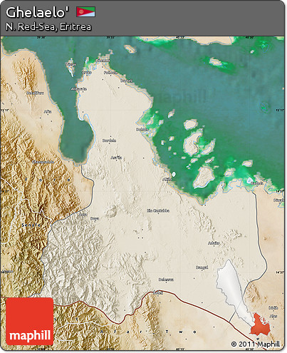 Shaded Relief Map of Ghelaelo', satellite outside
