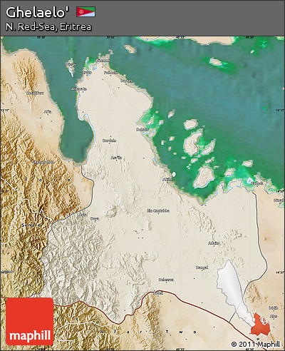 Shaded Relief Map of Ghelaelo', satellite outside