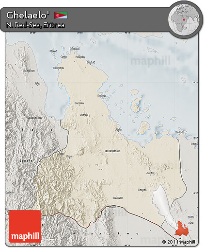 Shaded Relief Map of Ghelaelo', semi-desaturated