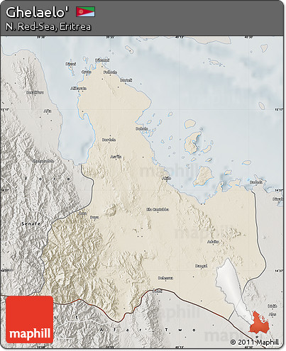 Shaded Relief Map of Ghelaelo', semi-desaturated