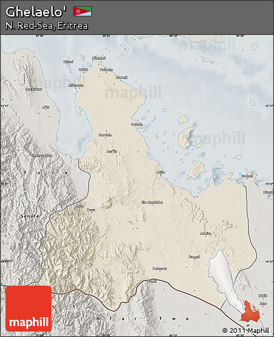 Shaded Relief Map of Ghelaelo', semi-desaturated
