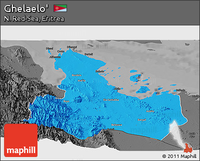 Political Panoramic Map of Ghelaelo', darken, desaturated
