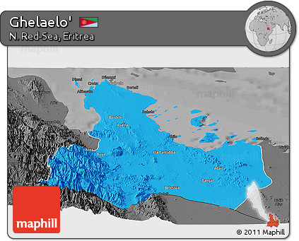 Political Panoramic Map of Ghelaelo', darken, desaturated