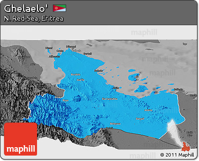 Political Panoramic Map of Ghelaelo', darken, desaturated