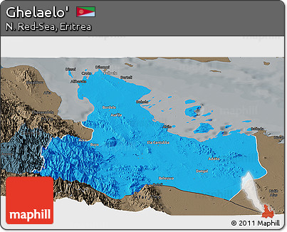 Political Panoramic Map of Ghelaelo', darken, semi-desaturated