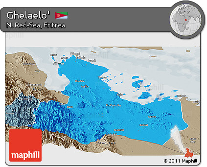 Political Panoramic Map of Ghelaelo', semi-desaturated
