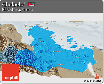 Political Panoramic Map of Ghelaelo', semi-desaturated