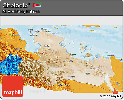 Satellite Panoramic Map of Ghelaelo', political outside