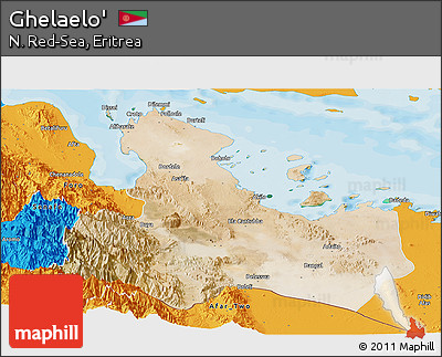 Satellite Panoramic Map of Ghelaelo', political outside