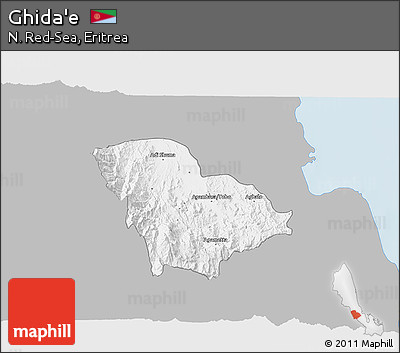 Gray 3D Map of Ghida'e, single color outside