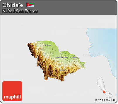 Physical 3D Map of Ghida'e, single color outside