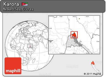 Blank Location Map of Karora, highlighted country, highlighted parent region