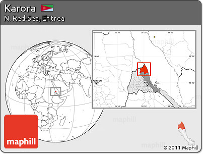 Blank Location Map of Karora, highlighted country, highlighted parent region