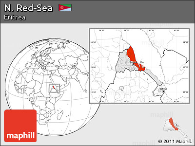 Blank Location Map of N. Red-Sea, highlighted country, within the entire country