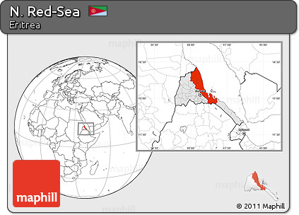 Blank Location Map of N. Red-Sea, highlighted country, within the entire country