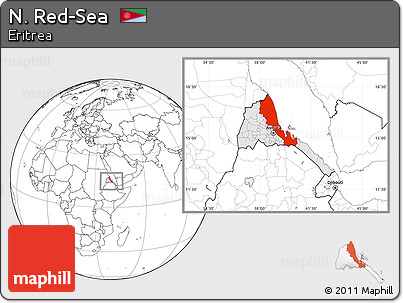 Blank Location Map of N. Red-Sea, highlighted country, within the entire country