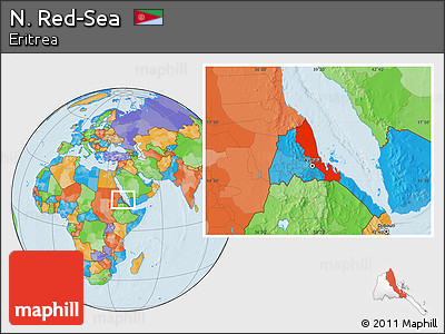 Political Location Map of N. Red-Sea