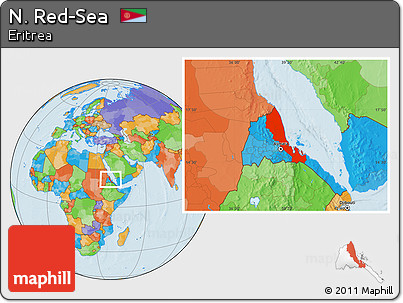 Political Location Map of N. Red-Sea
