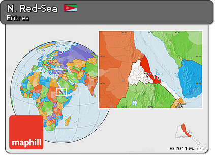 Political Location Map of N. Red-Sea, highlighted country