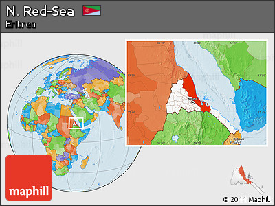Political Location Map of N. Red-Sea, highlighted country