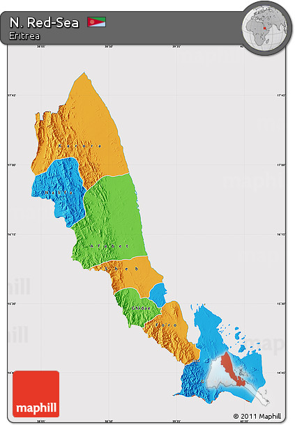 Political Map of N. Red-Sea, cropped outside