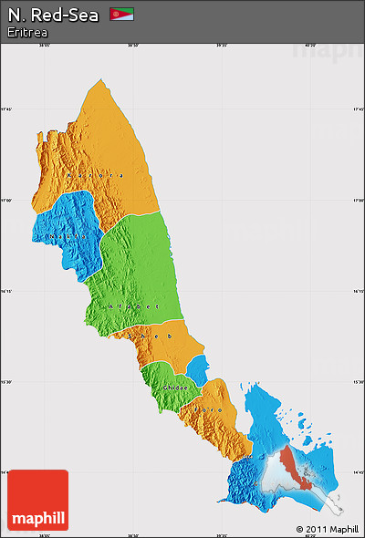 Political Map of N. Red-Sea, cropped outside