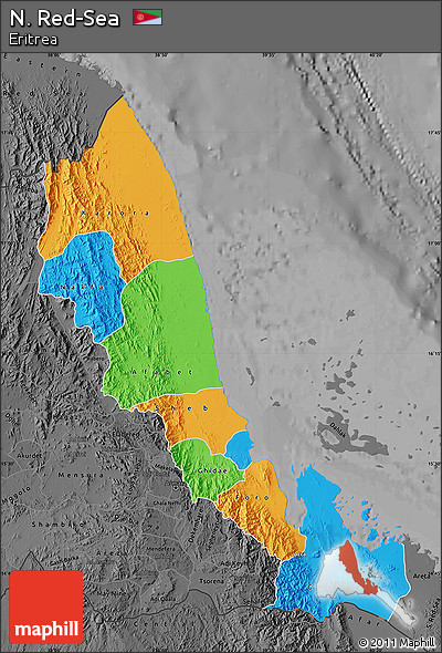 Political Map of N. Red-Sea, darken, desaturated