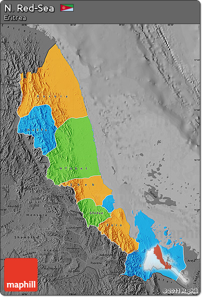 Political Map of N. Red-Sea, darken, desaturated