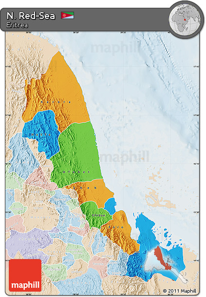 Political Map of N. Red-Sea, lighten
