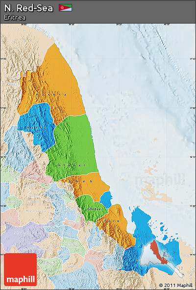 Political Map of N. Red-Sea, lighten