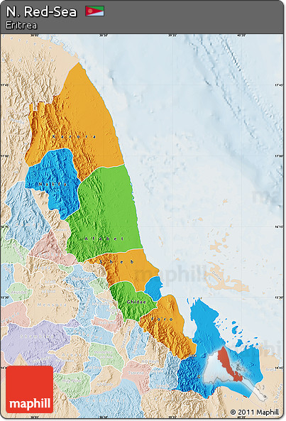 Political Map of N. Red-Sea, lighten