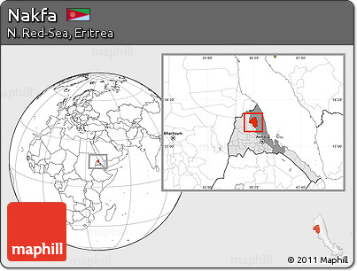 Blank Location Map of Nakfa, highlighted country, highlighted parent region