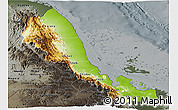 Physical Panoramic Map of N. Red-Sea, darken, semi-desaturated