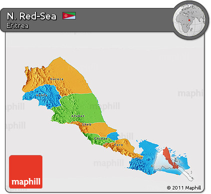 Political Panoramic Map of N. Red-Sea, cropped outside