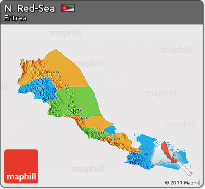 Political Panoramic Map of N. Red-Sea, cropped outside