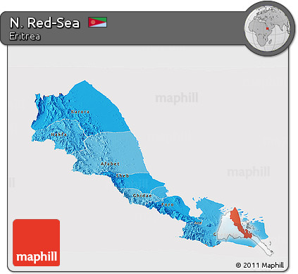 Political Shades Panoramic Map of N. Red-Sea, cropped outside