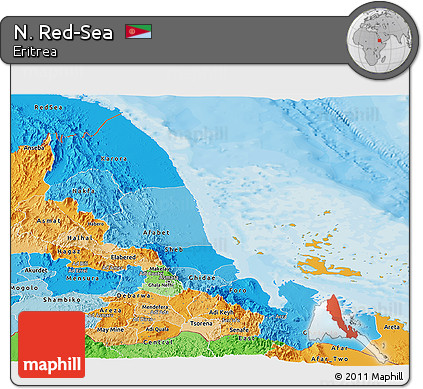 Political Shades Panoramic Map of N. Red-Sea