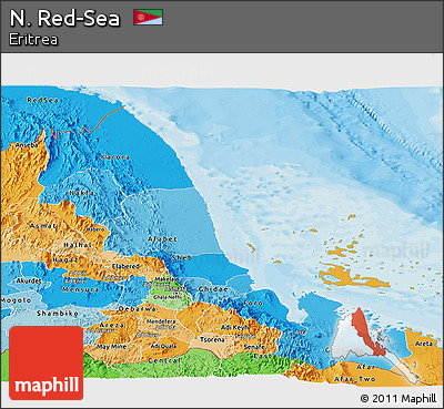 Political Shades Panoramic Map of N. Red-Sea