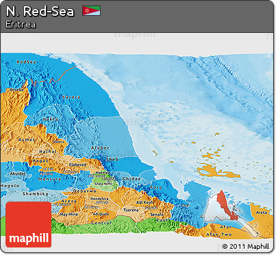 Political Shades Panoramic Map of N. Red-Sea