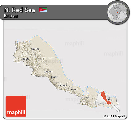 Shaded Relief Panoramic Map of N. Red-Sea, cropped outside