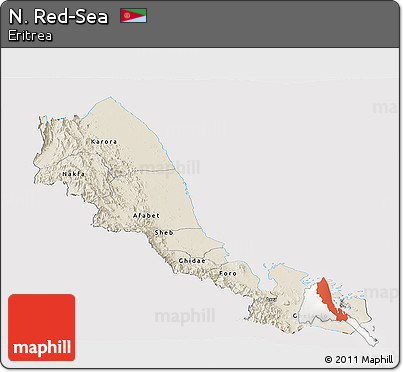 Shaded Relief Panoramic Map of N. Red-Sea, cropped outside