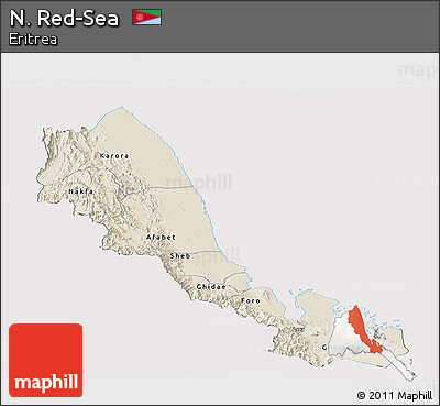 Shaded Relief Panoramic Map of N. Red-Sea, cropped outside