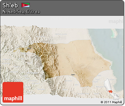 Satellite 3D Map of Sh'eb, lighten